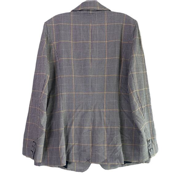 Lane Bryant Double Breasted Houndstooth Plaid Blazer Shoulder Pads 16 Grey #4103 - Picture 4 of 15